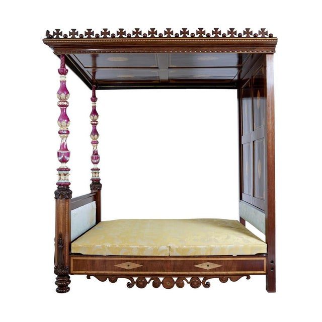 19th Century Mahogany and Porcelain 4 Poster Bed For Sale - Image 12 of 18