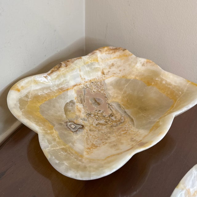 Vintage Oversized Hand Craved Onyx Decorative Bowls- a Pair For Sale - Image 4 of 11