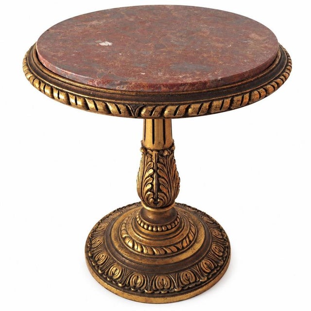 Louis XVI Neoclassical Italian Gueridón in Wood and Marble, 1950s For Sale - Image 3 of 9