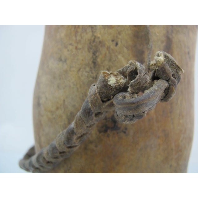 Pacific Nw Coast Native American Wood Cup Bowl Mortar With Leather Handle For Sale In Portland, OR - Image 6 of 8