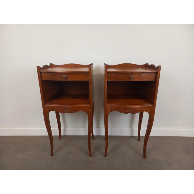 Louis XV Style Bedside Tables, 1950s, Set of 2 For Sale - Image 3 of 17
