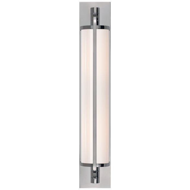 Keeley Tall Pivoting Sconce in Chrome with White Glass Designer: Thomas O'Brien Height: 20.75" Extension: 6.5" Backplate:...