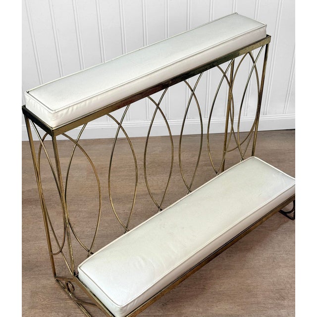 1970s Mid-Century Brass & White Vinyl Sculptural Alter Kneeling Bench For Sale - Image 5 of 10