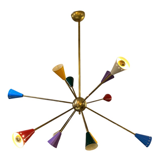 Sputnik Lamp in Golden Brass For Sale - Image 3 of 10