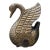 Vintage Wooden Hand Carved Folk Art Swan With Jeweled Inlay For Sale
