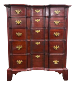 Vintage Chippendale Style Block Front Five Drawer Gentleman’s Chest of Drawers
