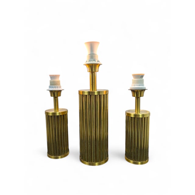 Metal Brass Table Lamps, 1970s, Set of 3 For Sale - Image 7 of 10