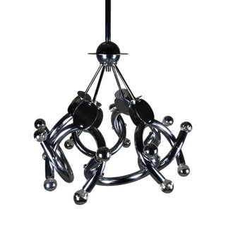 Mid-Century Modern Chrome Chandelier in the style of Gaetano Sciolari, 1970 For Sale