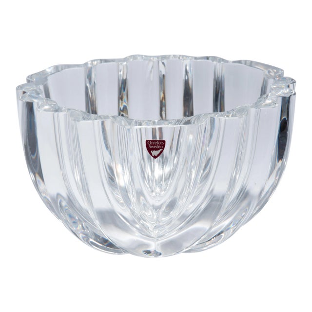Organic Lars Hellsten Orrefors Crystal Bowl Mid Century