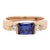 1.50 Carat Radiant Cut Tanzanite & Diamond Accents 14k Yellow Gold Bar Set Ring, Size 6.25 For Sale