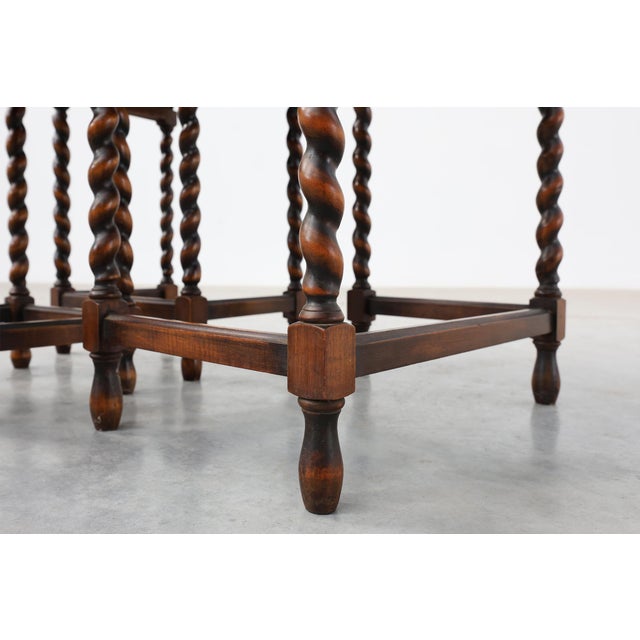 Antique Oak Barley Twist Nesting Tables, England, 1900, Set of 3 For Sale - Image 10 of 18