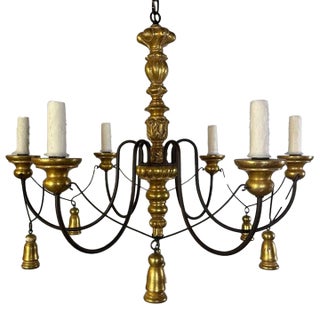 Paul Ferrante Gilt and Iron Six-Light Chandelier, 20th Century For Sale