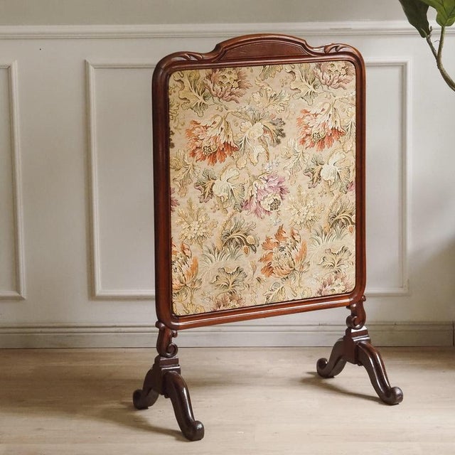 Historicism Mahogany Fireplace Screen with Fabric Covering For Sale - Image 9 of 13