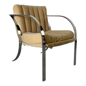 Mid Century Milo Baughman - Style Chrome Lounge Chair
