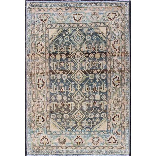 Persian Malayer Rug With All-Over Design in Gray, Blue, Cream, Pink Tones For Sale - Image 13 of 13