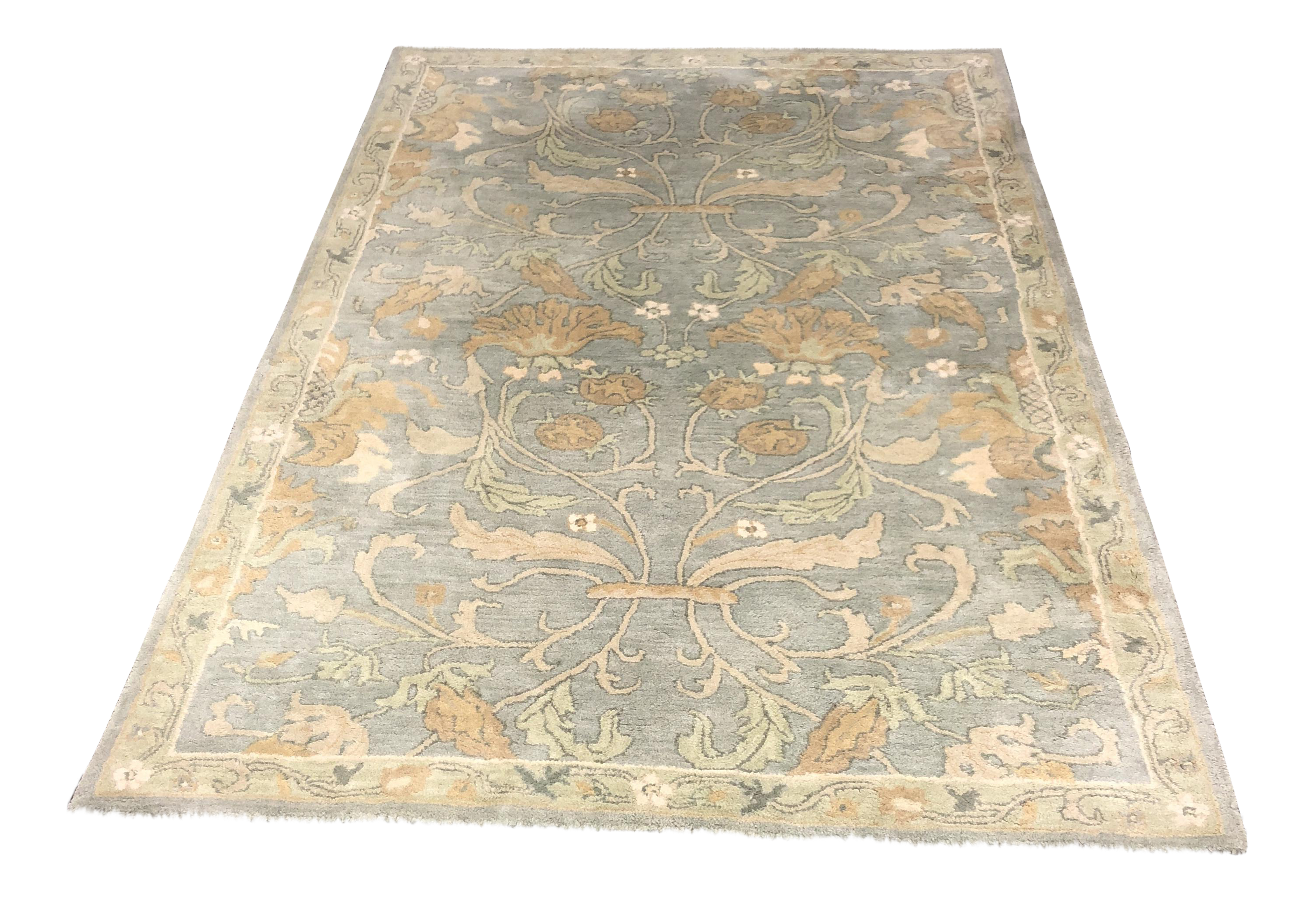 Pottery Barn Hand Tufted Wool Darby Slate Blue Area Rug 5 X 8