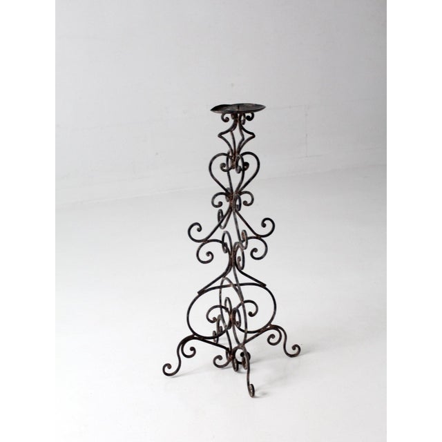 Metal Vintage Scrollwork Iron Candle Stand For Sale - Image 7 of 17