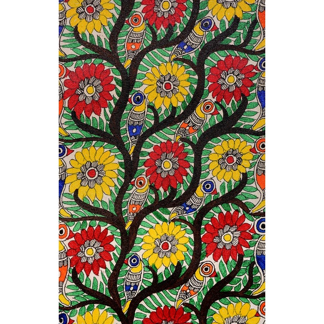 Celebrate the beauty of Indian folk art with this intricate, hand-painted Madhubani painting by Mamta Devi, an artist...