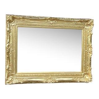 1980 French Louis XVI Gilded Beech Wall Mirror – Handmade For Sale