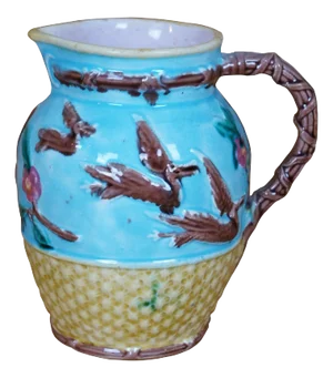 Antique Majollica Thomas Forester Crane Dogwood Creamer Pitcher Jug