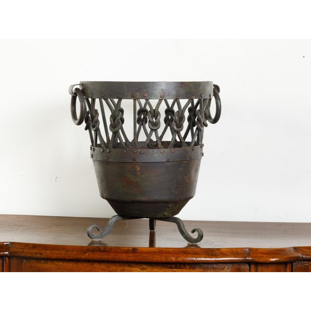 English Mid 20th Century Metal Brazier / Pot with Knotted Motifs and Scrolling Feet For Sale - Image 9 of 10