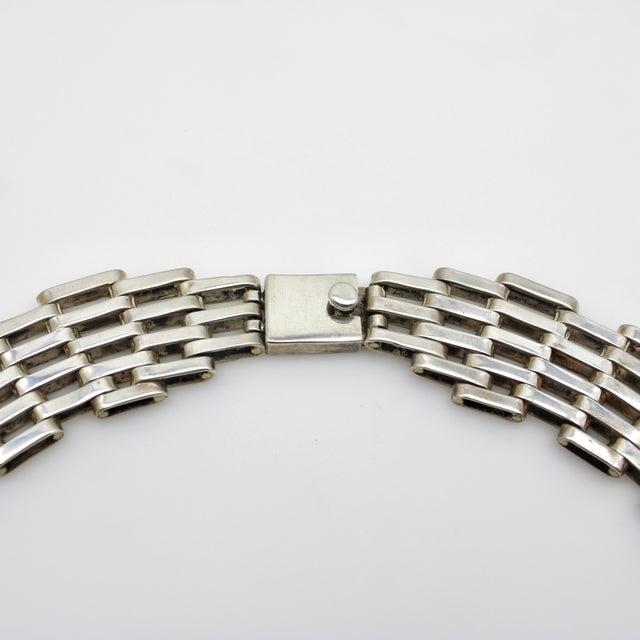 Vintage Sterling Silver Taxco Wide-Link Collar Necklace For Sale - Image 4 of 9