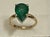 3 Carat Pear Cut Natural Emerald Ring 14 Karat Yellow & White Gold For Sale In New York - Image 6 of 8
