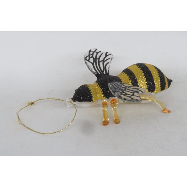 Late 20th Century Robert Stanley Bumblebee Christmas Ornament Blown Glass With Glitter Top 4495b For Sale - Image 5 of 12