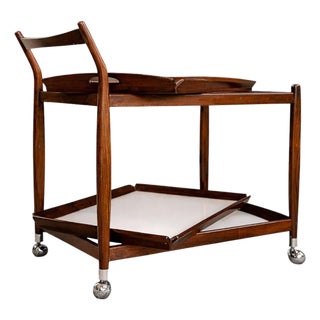 Sergio Rodrigues Brazilian Rosewood Bar Cart With Removable Trays, 1960s For Sale