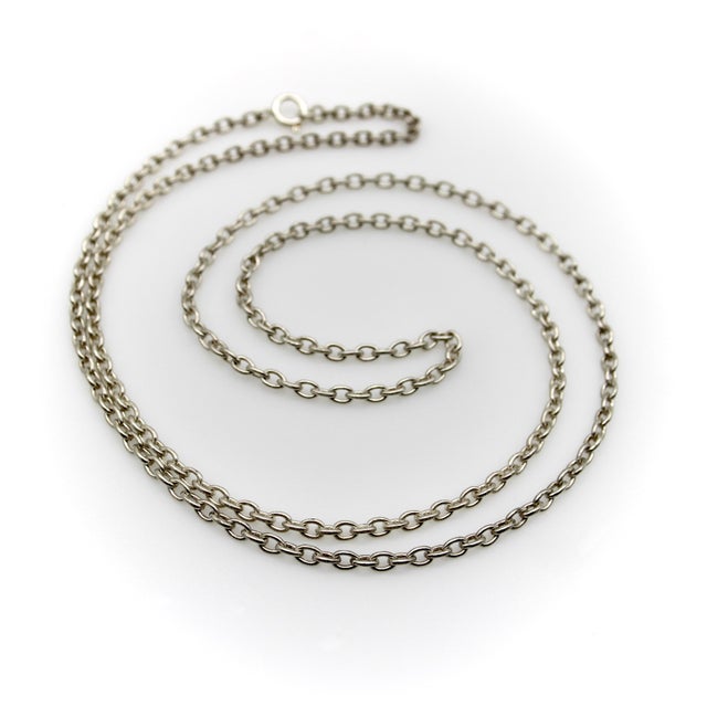 1900 - 1909 1900-1909 Edwardian Sterling Silver Handmade Chain For Sale - Image 5 of 5