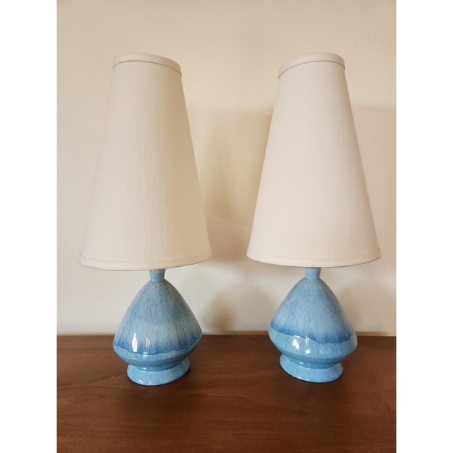 1960s Mid Century Drip Glaze Lamps - a Pair For Sale - Image 5 of 12