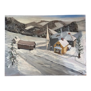 1980s Oil Painting - Winter Wonderland by Lester J. Clarke (1912-1999) For Sale
