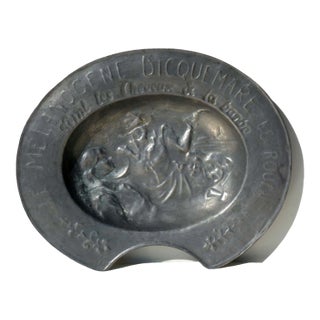 Antique French Pewter Barber Shaving Bowl For Sale