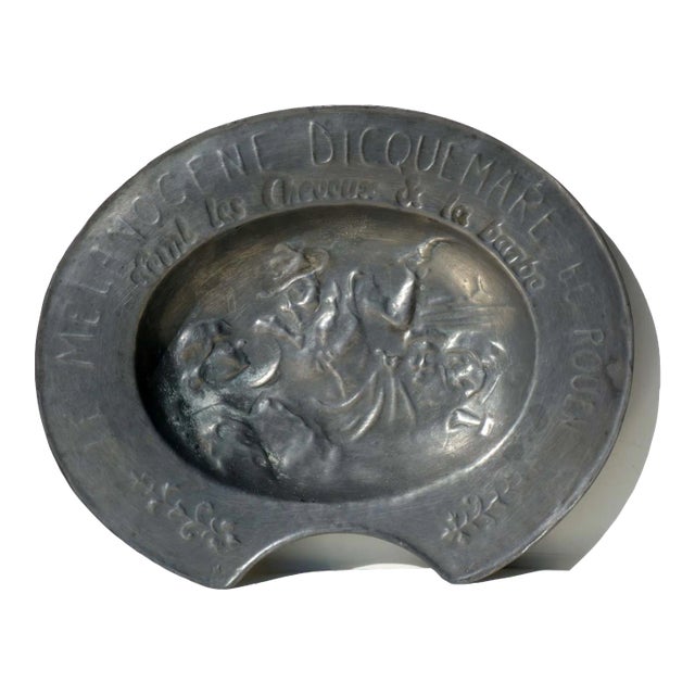 Antique French Pewter Barber Shaving Bowl For Sale