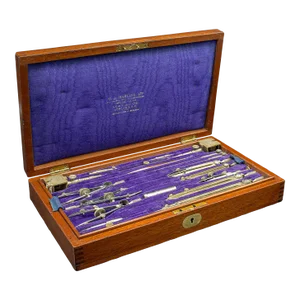 1910's Edwardian Antique Cased Draughtsman's Set