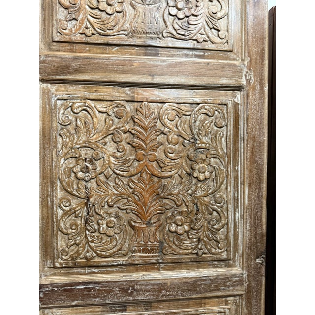 Mid-Century Modern Antique Distressed White Carved Wood Door – Rustic Sliding or Hinged Barn Door 80x36 For Sale - Image 3 of 6