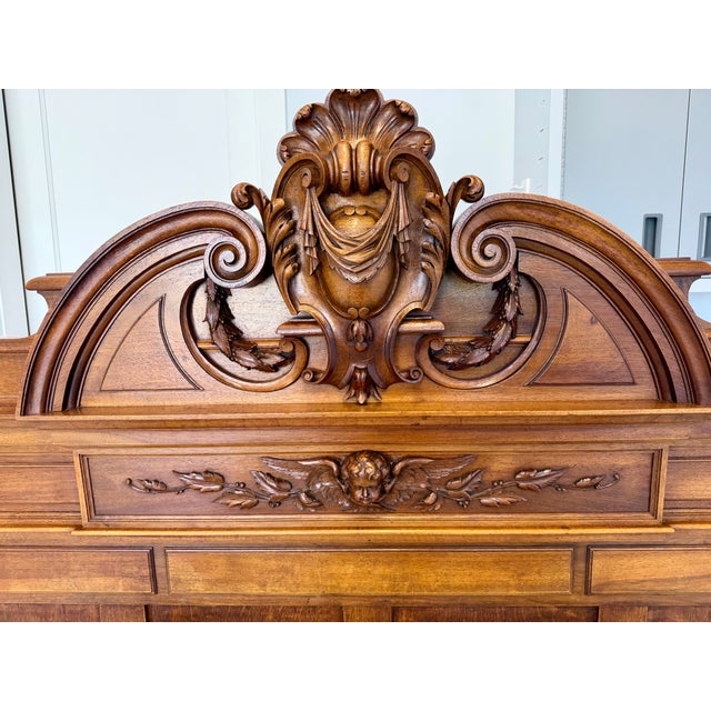 19th Century Carved French Walnut Bed Frame For Sale - Image 9 of 12