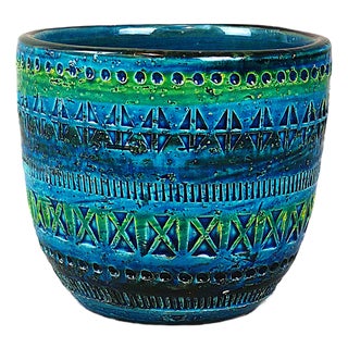 Rimini Blue Flower Pot by Aldo Londi for Bitossi, 1960s For Sale