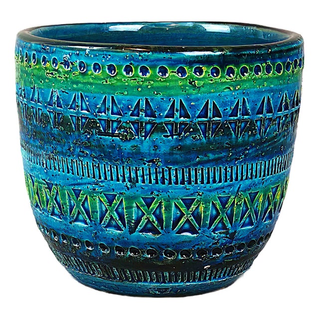 Rimini Blue Flower Pot by Aldo Londi for Bitossi, 1960s For Sale