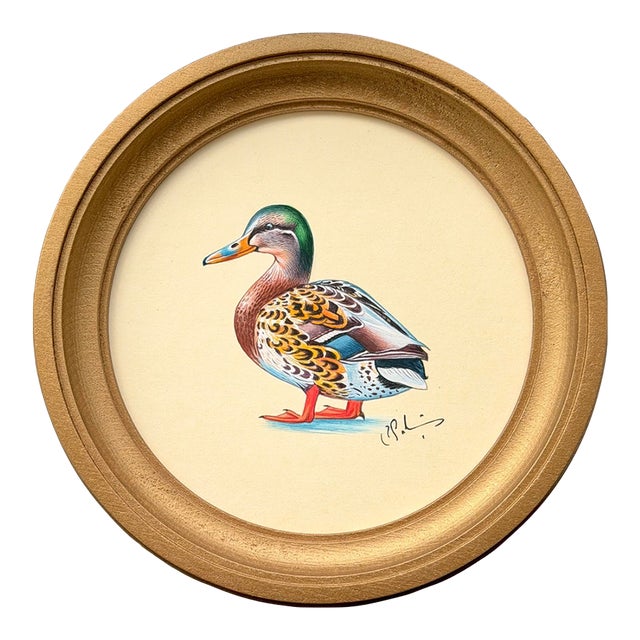 Original Hand-Painted Mallard Painting, Framed For Sale
