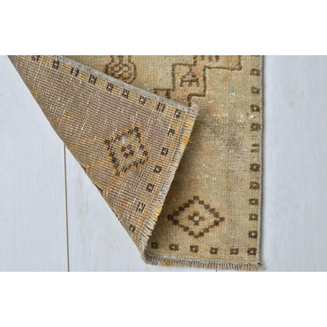 1960s 1960s Tan & Camel Color Boho Mini Rug For Sale - Image 5 of 6
