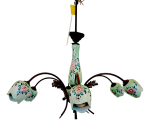 Chandelier in Hand-Painted Ceramic and Metal, 1950s-1960s
