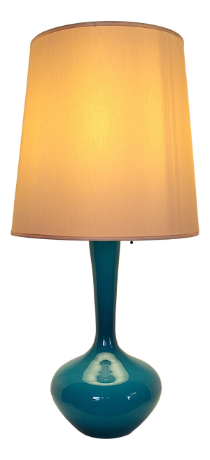 Vintage Table Lamp with Blue Glass Base, 1970s