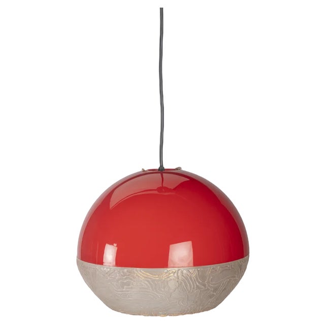 Space Age Pendant Lamp in Red Plastic For Sale
