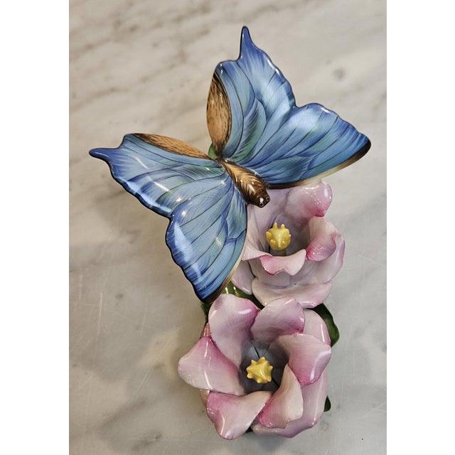1980s 2 Beautiful Herend Butterfly and Flower Figurines For Sale - Image 9 of 17