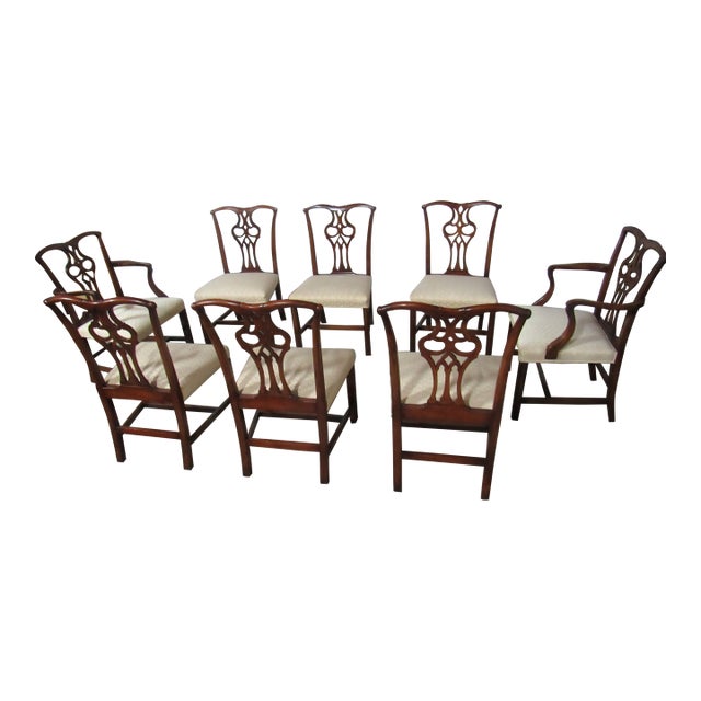 Vintage Mahogany Chippendale Dining Room Chairs Eight For Sale