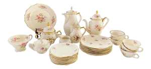 Rosenthal Kronach Viktoria German Porcelain Floral Design Coffee Set, 27 Pieces
