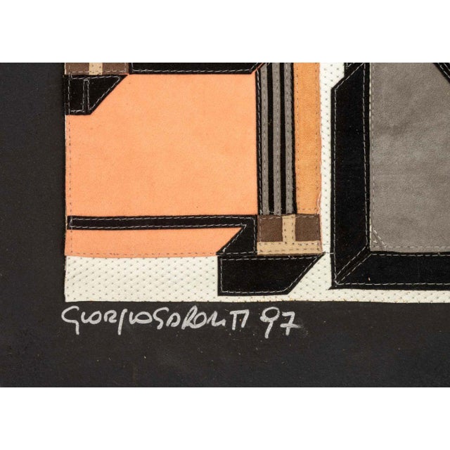 1990s Saporiti Cubic Leather Patchwork Tapestry, 1997 For Sale - Image 5 of 6
