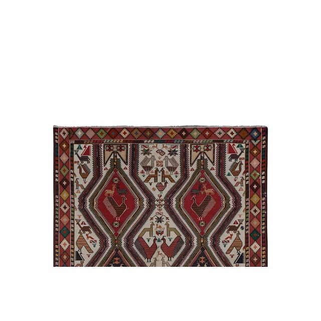 Vintage Animal Pattern Soumac Kilim Rug 6'2'' X 9'5'' For Sale - Image 4 of 11