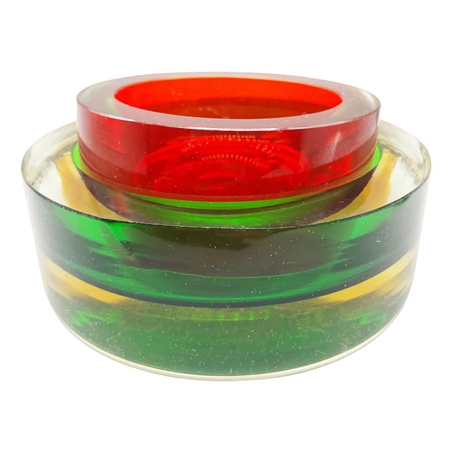 Red & Green Glass Ashtrays from Seguso, 1960s, Set of 2 For Sale